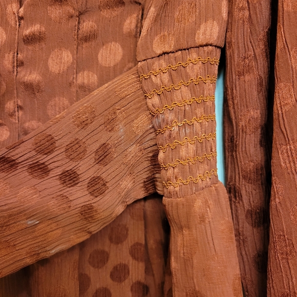 Women's Max Studio Burnt Orange Long Sleeve Flowy Blouse, Size Large - Picture 2 of 16